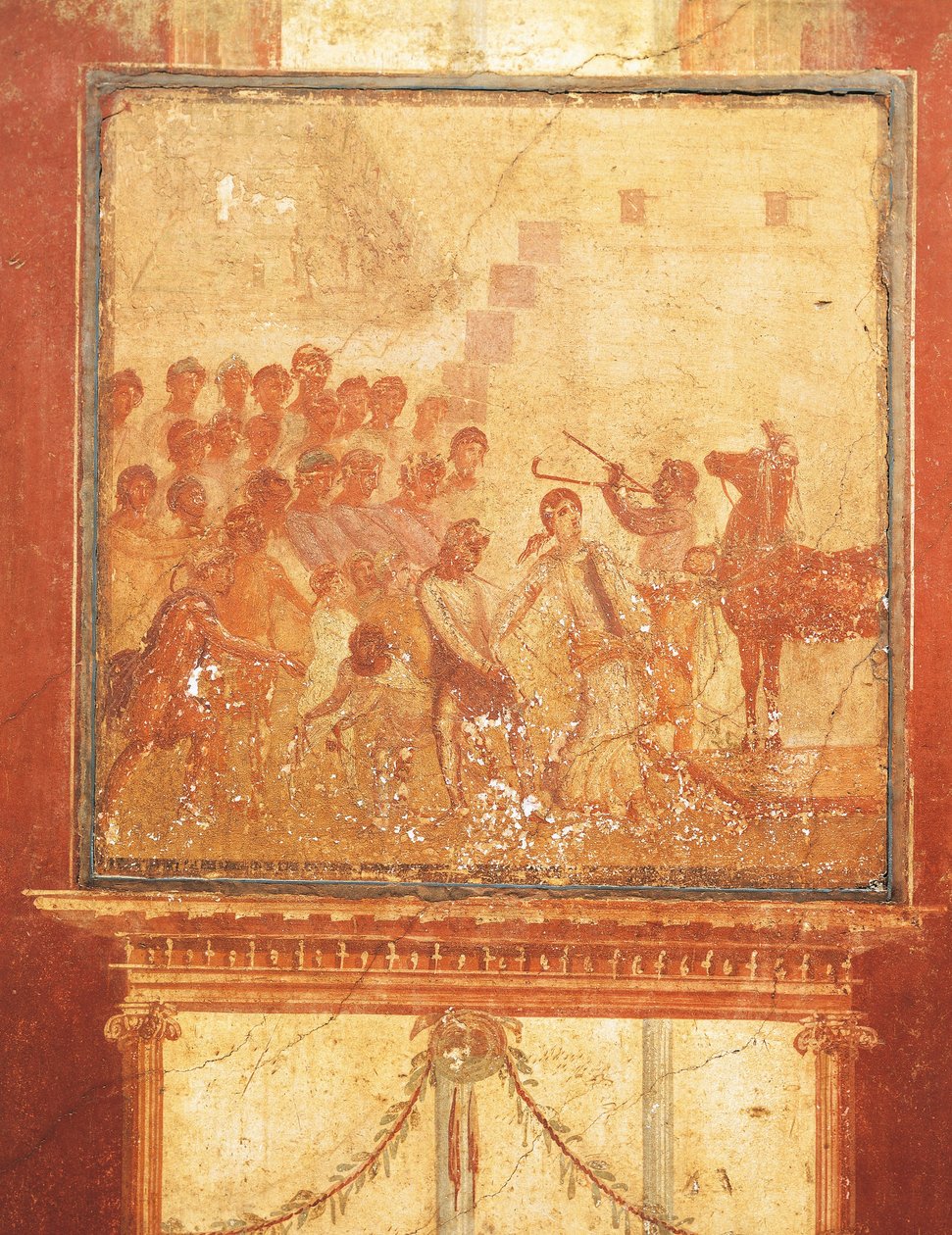 Koń trojański, fresk z Domu Menandra, Pompeje, Kampania, cywilizacja rzymska autorstwa Roman Roman
