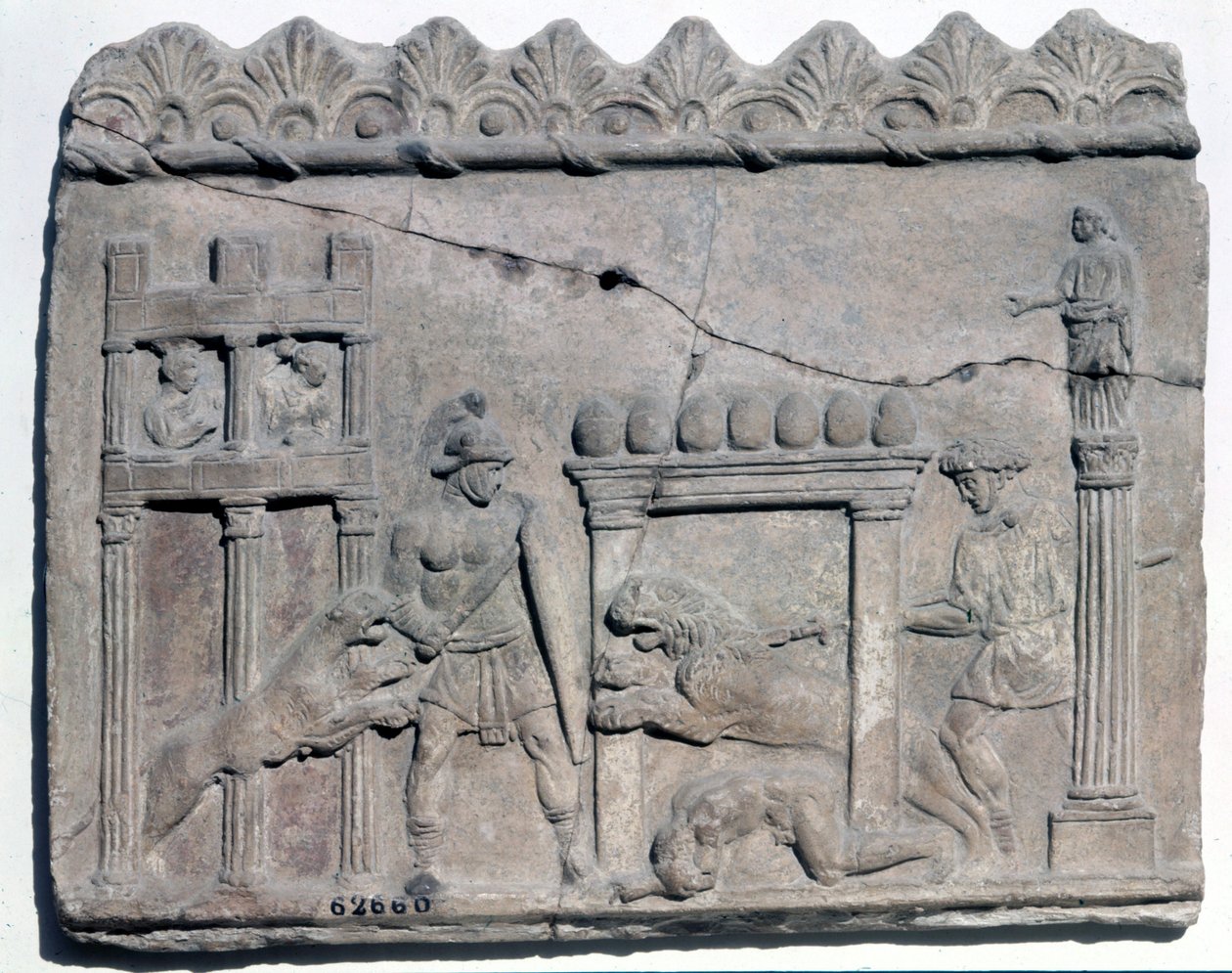 Polowanie na arenach. Dolna płaskorzeźba z epoki rzymskiej.Museo Nazionale Romano autorstwa Roman Roman