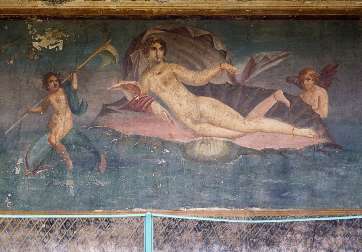 Wenus w muszli, fresk z peristylium w Domu Wenus w muszli, Pompeje (Lista Światowego Dziedzictwa UNESCO autorstwa Roman Roman