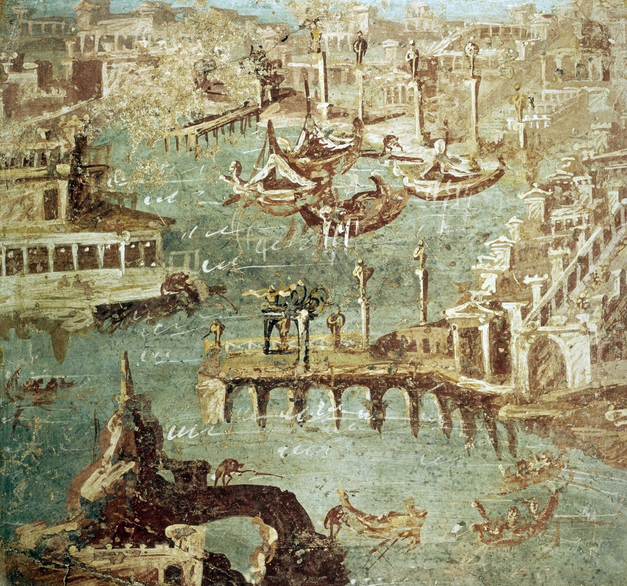 Widok na port miasta Campana (Pozzuoli) we Włoszech, fresk Stabia. autorstwa Roman Roman