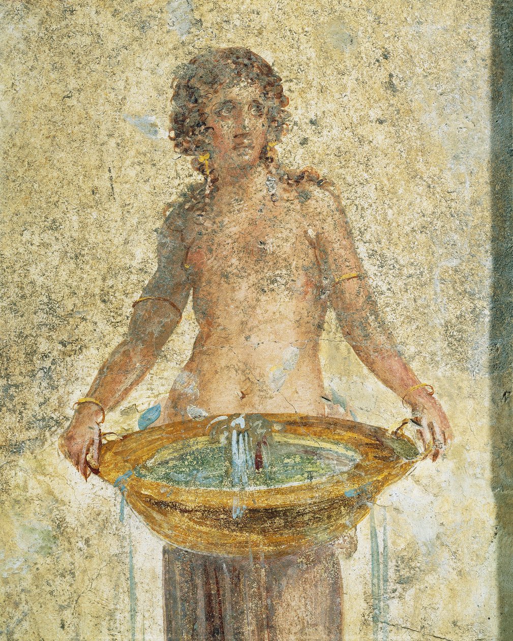 Kobieta niosąca wiadro wody, fragment, Pompeje, fresk autorstwa Roman Roman