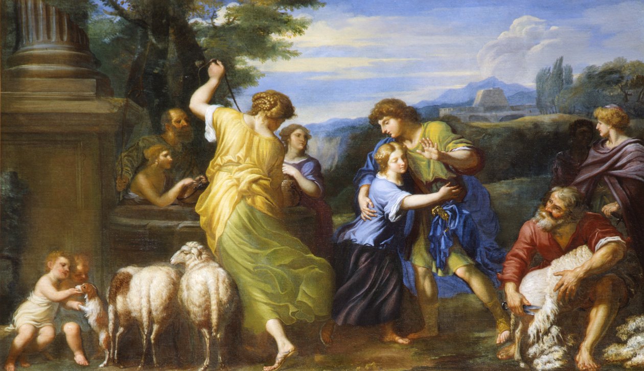 Jakub i Rachela przy studni (olej na płótnie) autorstwa Roman School