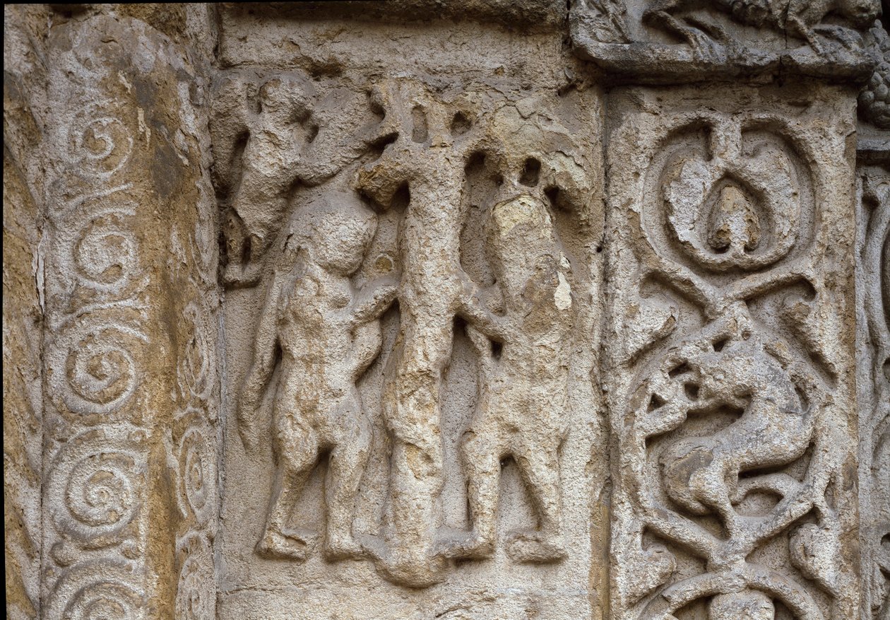 Adam i Ewa. Fragment fasady Bazyliki, początek XII w. (relief) autorstwa Romanesque