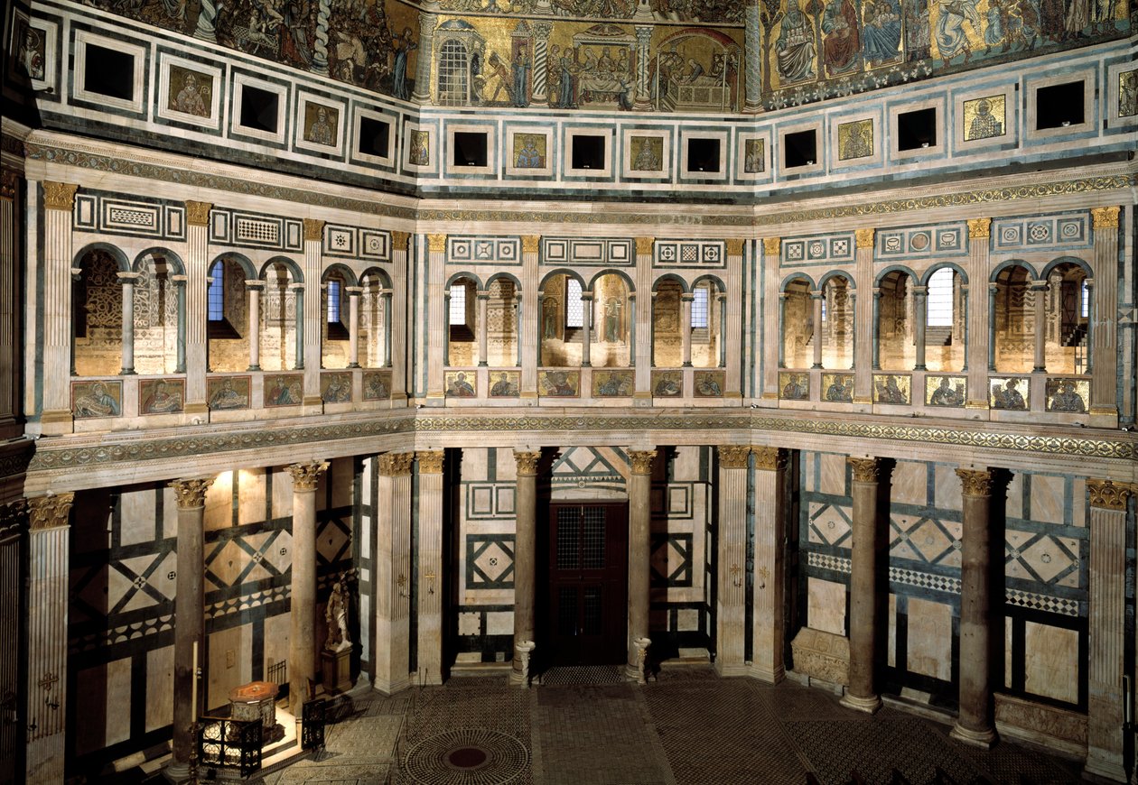 Widok wnętrza baptysterium św. Jana Chrzciciela (baptysterium florenckie) autorstwa Romanesque