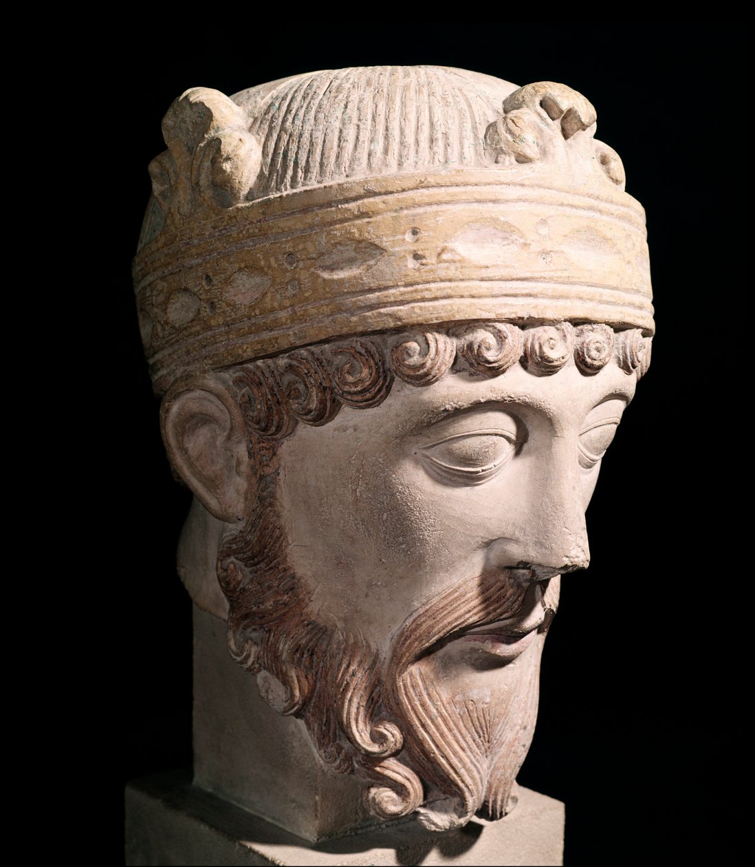 Portret karolińskiego króla West Francia Lothair (rzeźba kamienna) autorstwa Romanesque