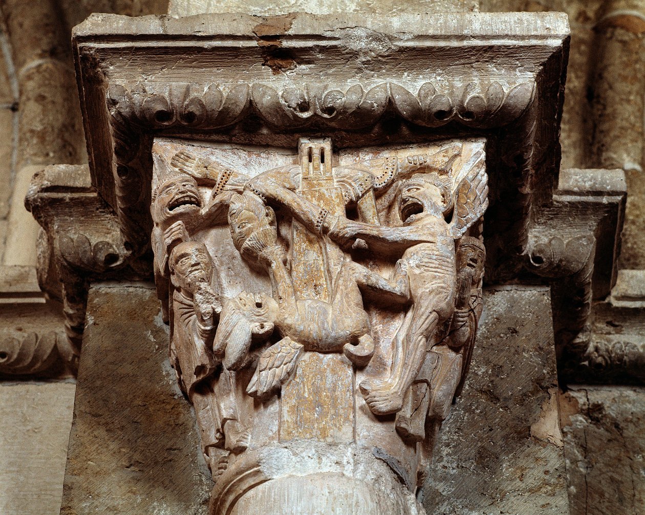 Wizja św Antoniego z Padwy (rzeźbiona stolica) autorstwa Romanesque