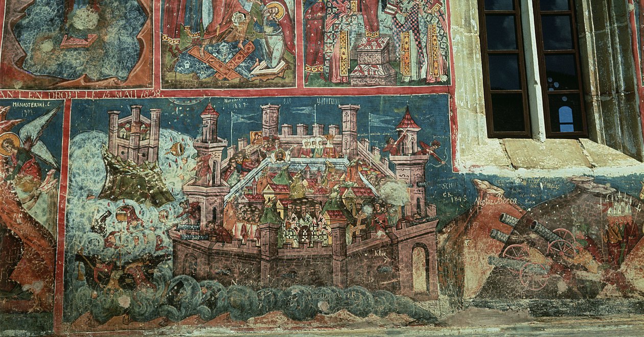 Oblężenie Konstantynopola przez sułtana Mehmeta II (1432-81) w 1453 autorstwa Romanian School