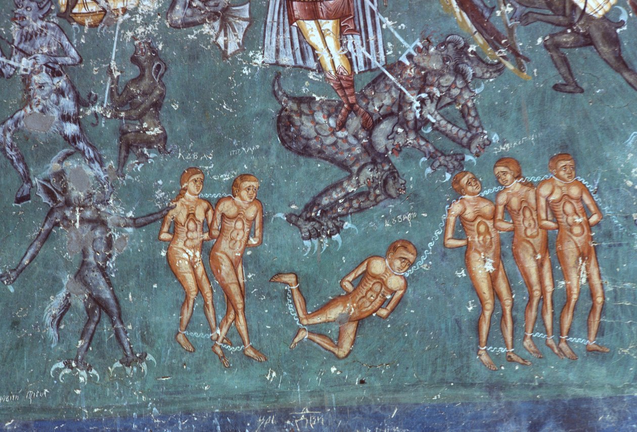 Przeklęci, fragment z Sądu Ostatecznego, 1547-50 autorstwa Romanian School