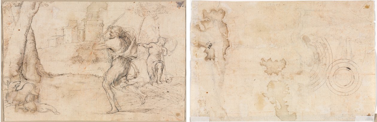 Romulus i Remus znalezione przez Faustulus (po prawej) Koncentryczne kręgi (verso) autorstwa Romanino