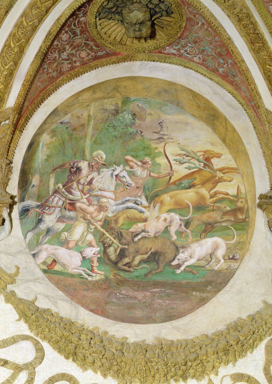 Komnata Wiatrów, Polowanie na Jelenie i Dziki autorstwa Romano Giulio