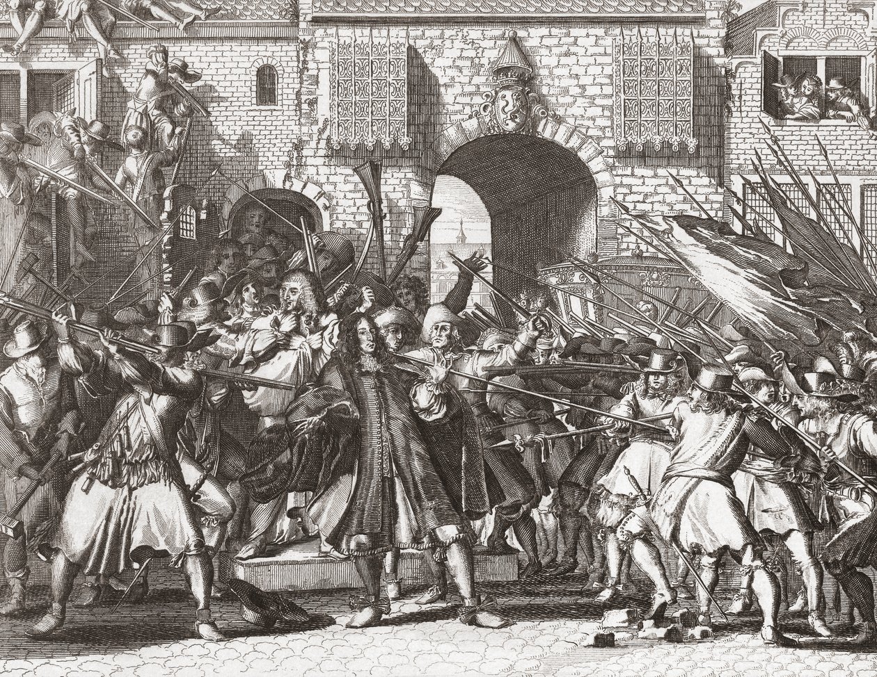Tłum Lynchów chwyta braci de Witt autorstwa Romeyn de (after) Hooghe