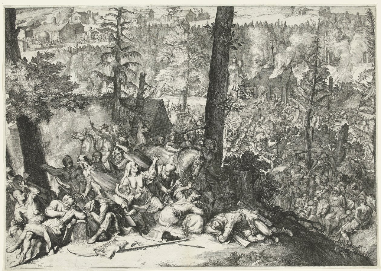 Zwycięstwo księcia Karola V Lotaryngii i margrabiego Ludwika Willema van Baden-Baden nad Turkami, 1687 autorstwa Romeyn de Hooghe (attributed to)