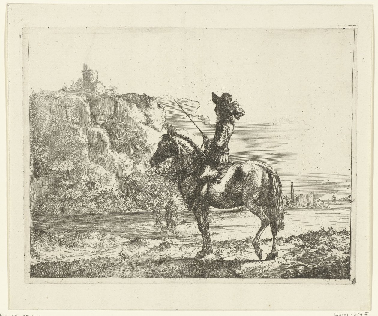 Jeździec nad rzeką. autorstwa Romeyn de Hooghe (attributed to)