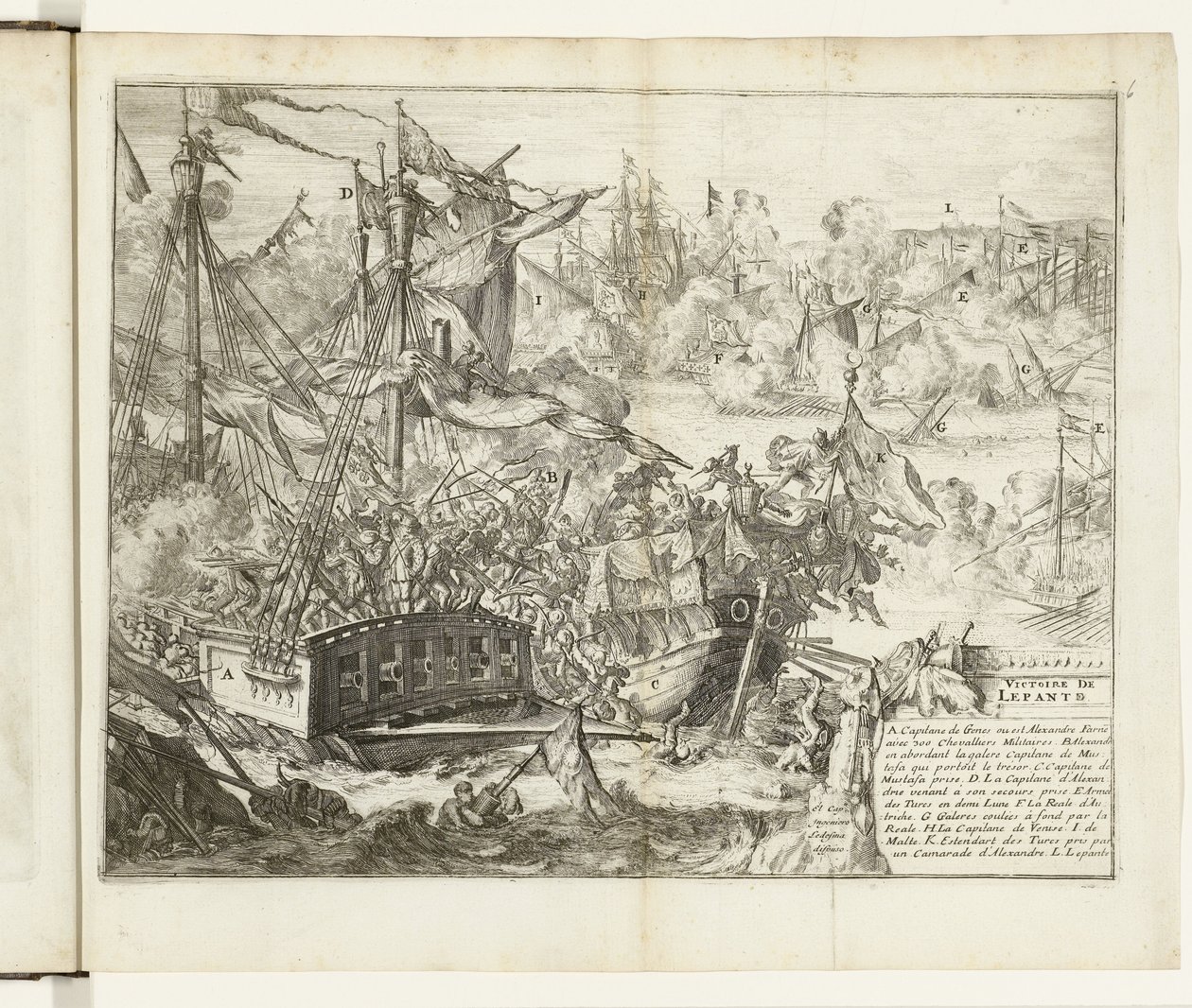 Bitwa pod Lepanto, 1571 Victoire de Lepanto (tytuł na obiekcie) Guerres de Flandres (tytuł serii) autorstwa Romeyn de Hooghe (attributed to)