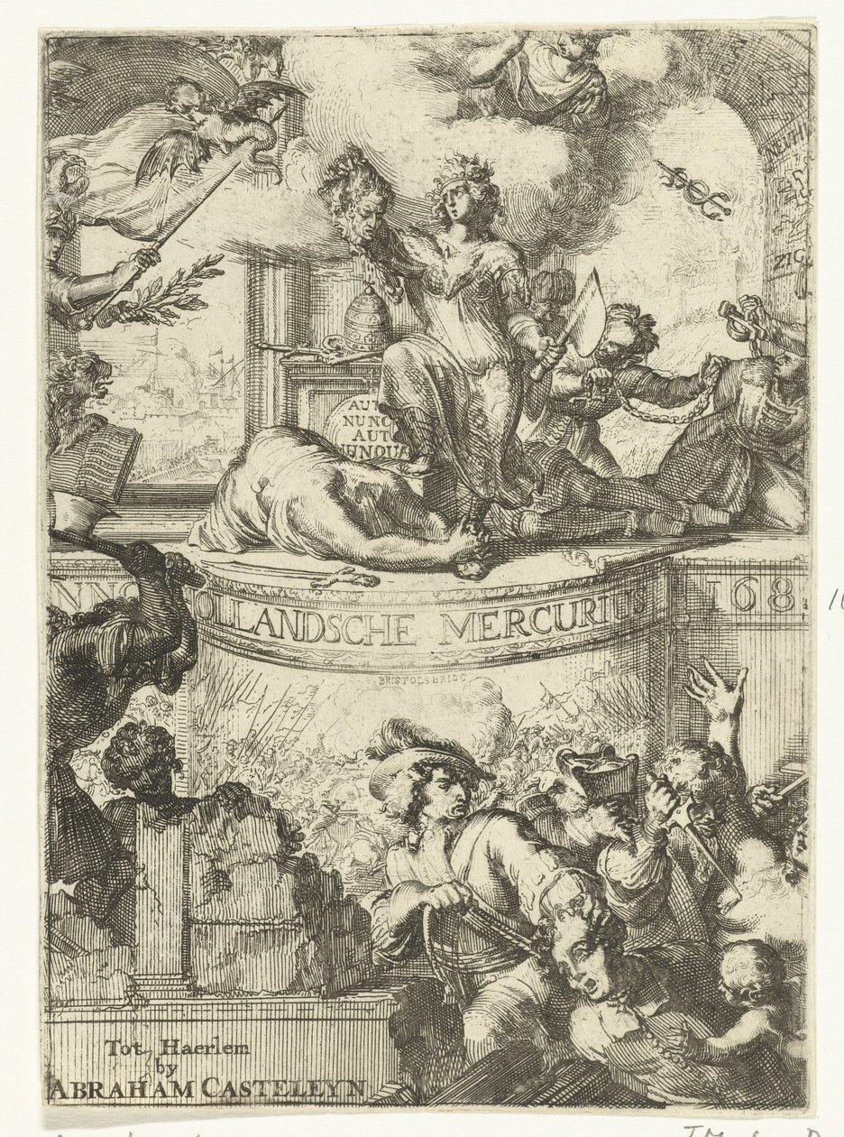 Strona tytułowa holenderskiego Mercury około roku 168 (5?) autorstwa Romeyn de Hooghe (attributed to)