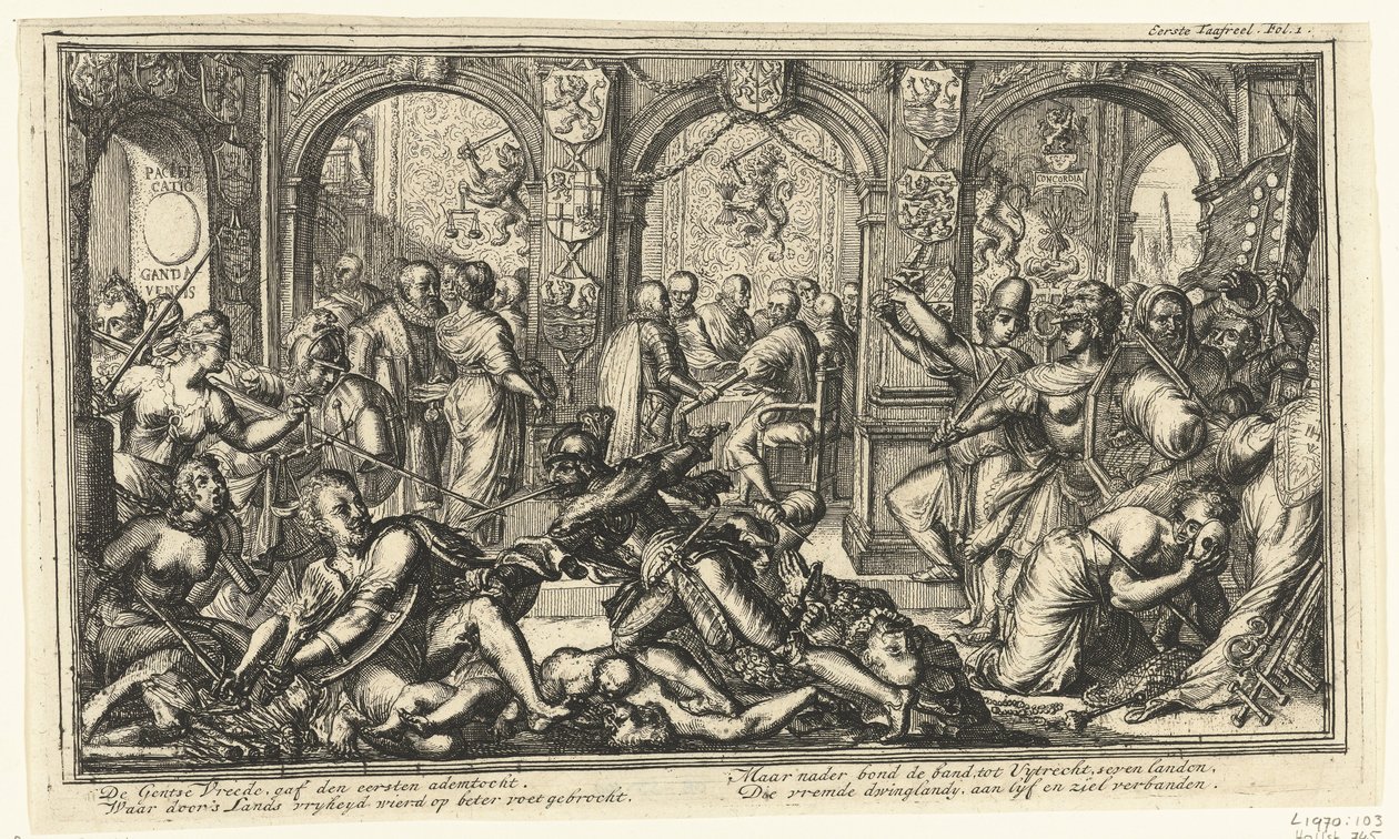 Alegoria Unii Utrechckiej, 1579 autorstwa Romeyn de Hooghe