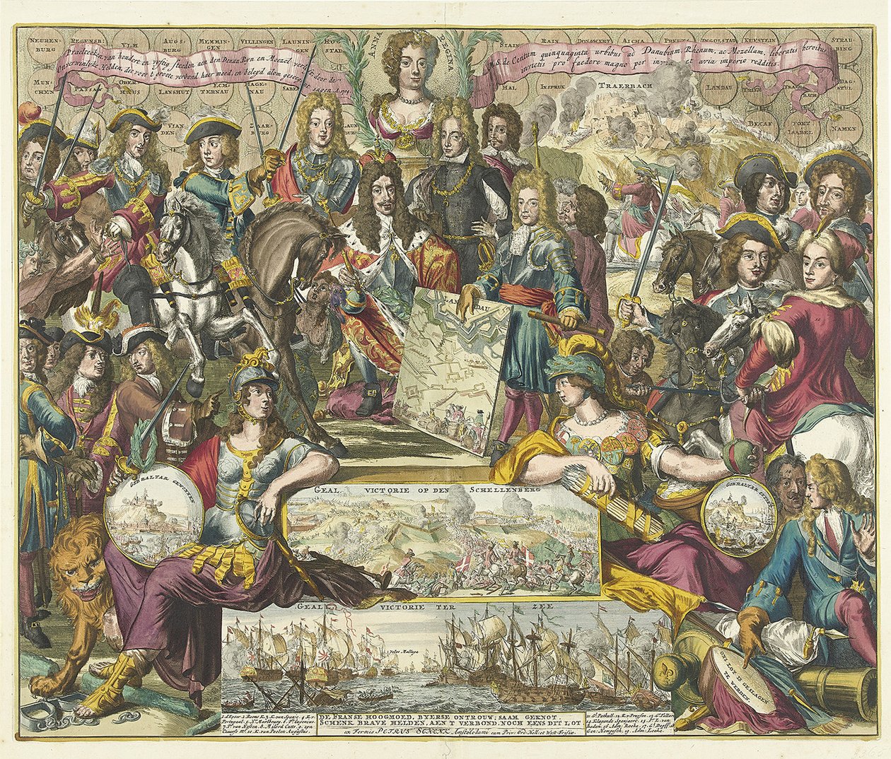 Alegoria zwycięstwa aliantów w latach 1704, 1704-1705 autorstwa Romeyn de Hooghe