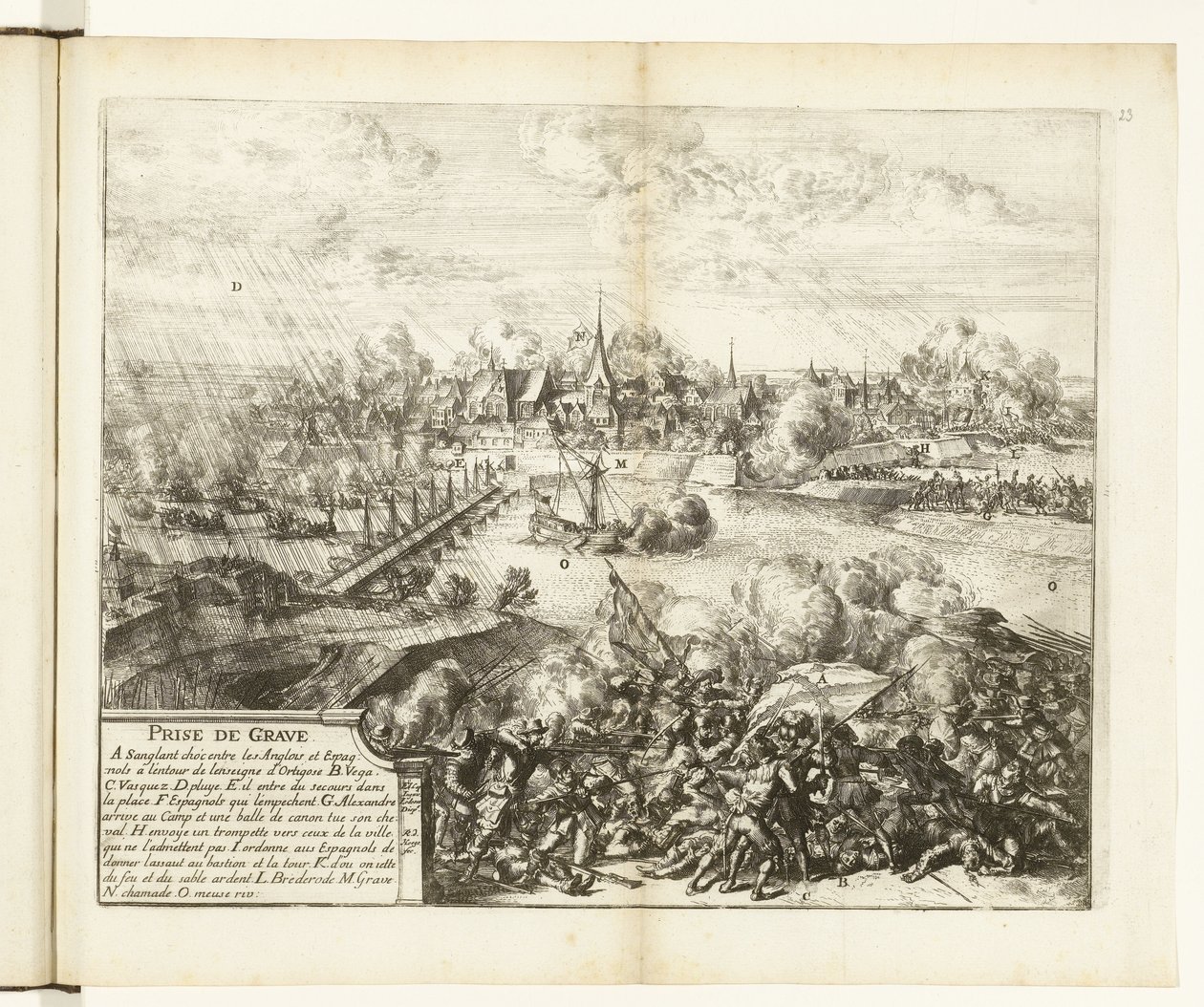 Beleg en inname van Grave, 1586 Nagranie (tytuł na obiekcie) Wojny Flandrii (tytuł serii) autorstwa Romeyn de Hooghe