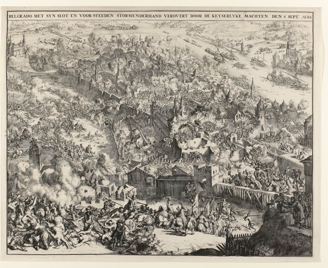 Belgrad podbity przez Maksymiliana Emanuela, elektora Bawarii, 6 września 1688 r. autorstwa Romeyn de Hooghe
