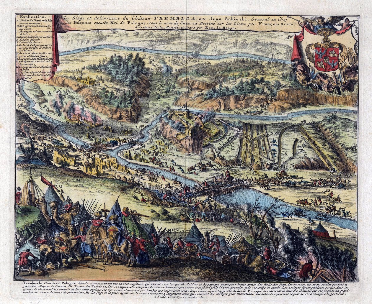 Turek Guerre polono (1672-1676) - La bataille de Trembowla (Terebovlia, Ukraina) - Oblężenie Trembowli w 1675 - Oeuvre de Romeyn de Hooghe (1645-1708) - 1690 - Akwaforta, akwarela - 35,2x42,6 - Kolekcja prywatna autorstwa Romeyn de Hooghe