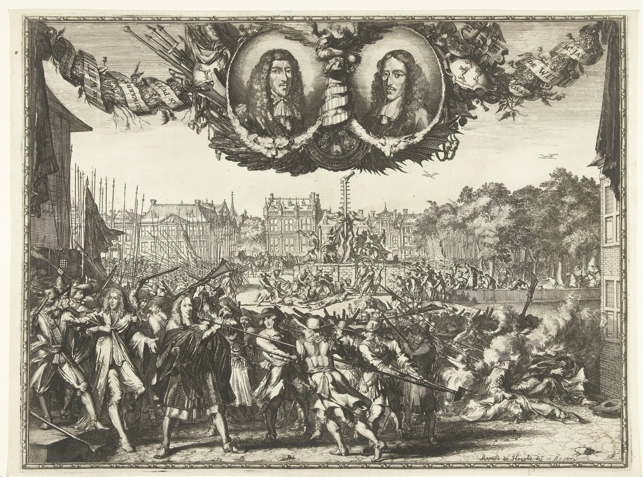 Morderstwo braci de Witt, 1672 autorstwa Romeyn de Hooghe