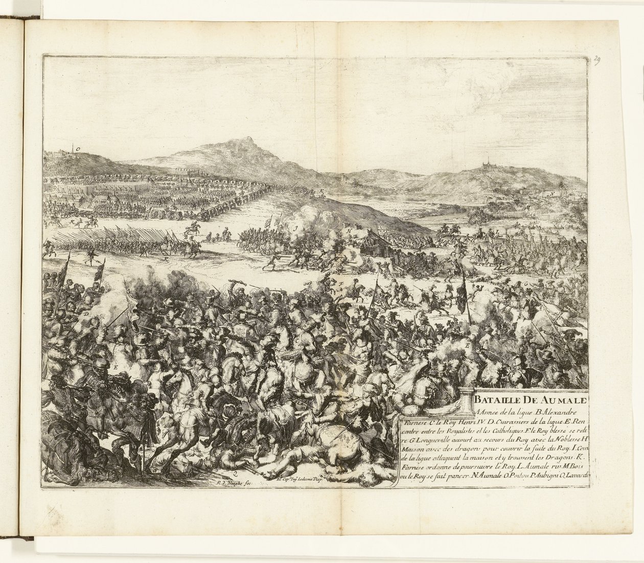 Żużel w Aumale, 1592 Bitwa pod Aumale (tytuł na obiekcie) Wojny Flandrii (tytuł serii) autorstwa Romeyn de Hooghe