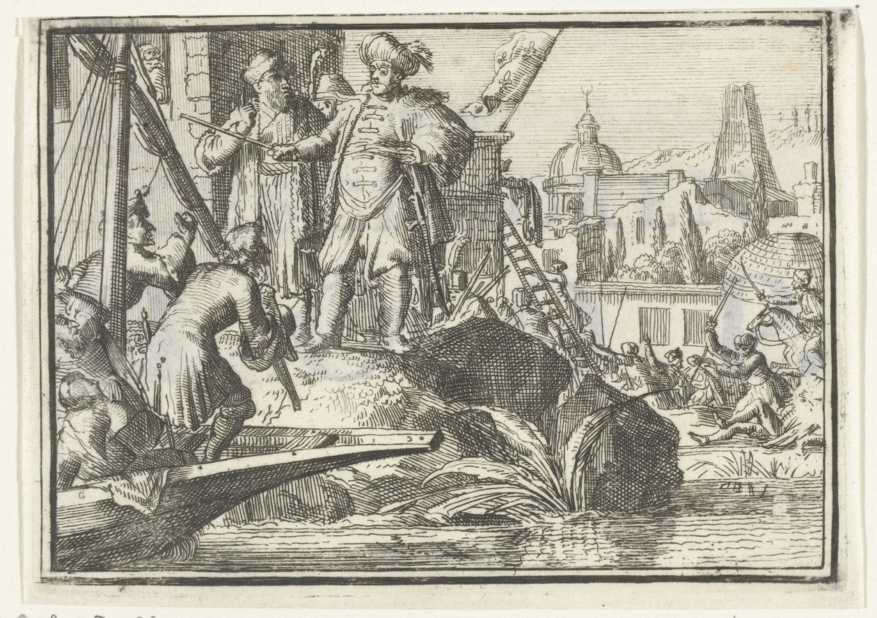 Strona tytułowa broszury: Ogolona nadzieja, 1702 Ogolona nadzieja (tytuł na obiekcie) Esopus w Europie (tytuł serii) autorstwa Romeyn de Hooghe
