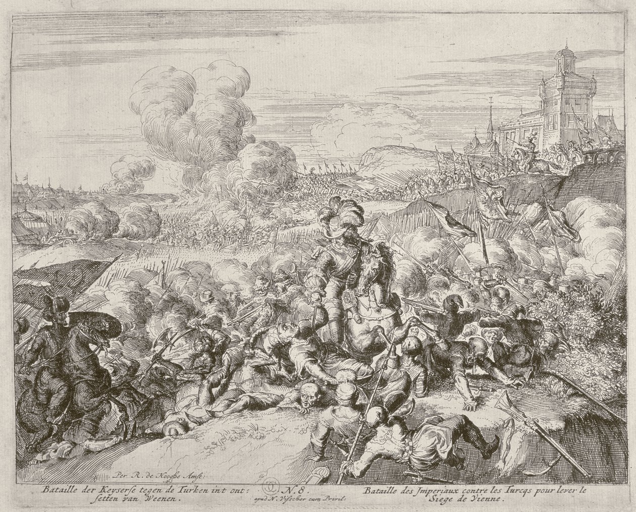 Cykl rycin wiedeńskich, Armia cesarska walcząca z Turkami, 1683 autorstwa Romeyn de Hooghe