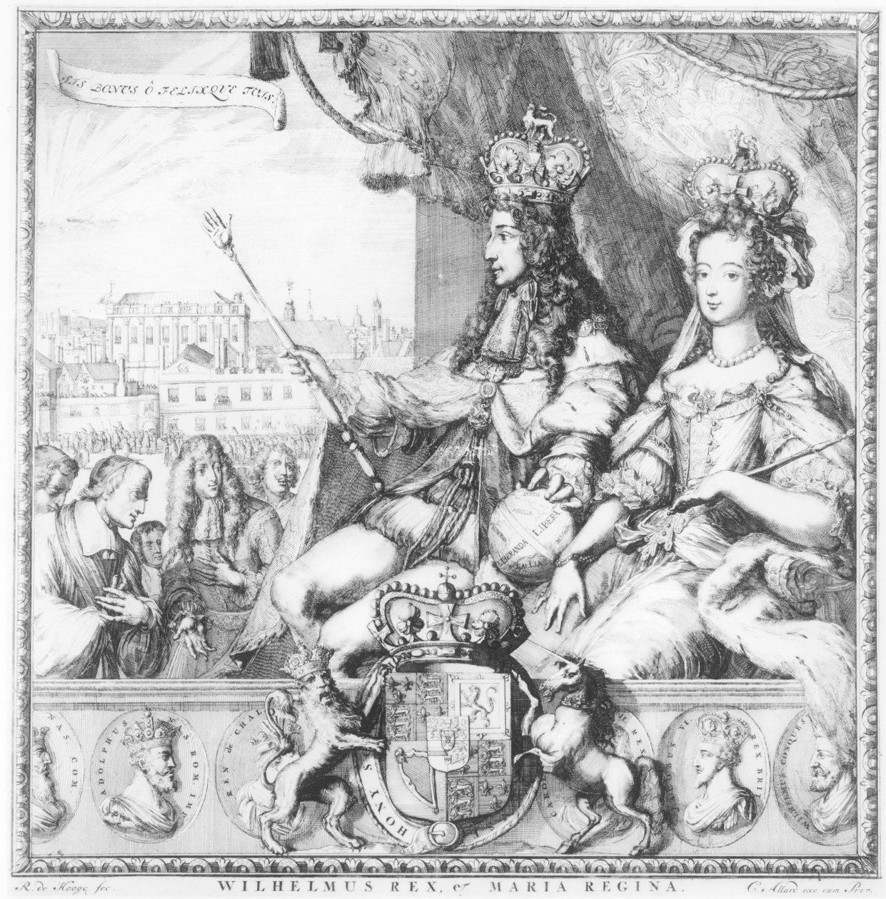 Wilhelm III (1650-1702) i Maria II (1662-94) rytowane przez artystę, ok. 1690 r. autorstwa Romeyn de Hooghe