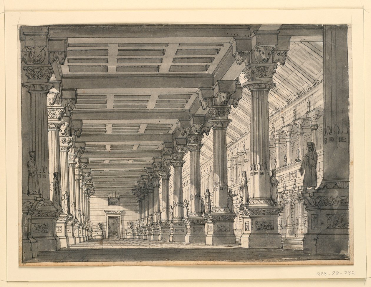 Scenografia, Sala Pałacu Babilońskiego dla Opery „Ciro in Babylonia” Gioacchino Rossiniego autorstwa Romolo Achille Liverani