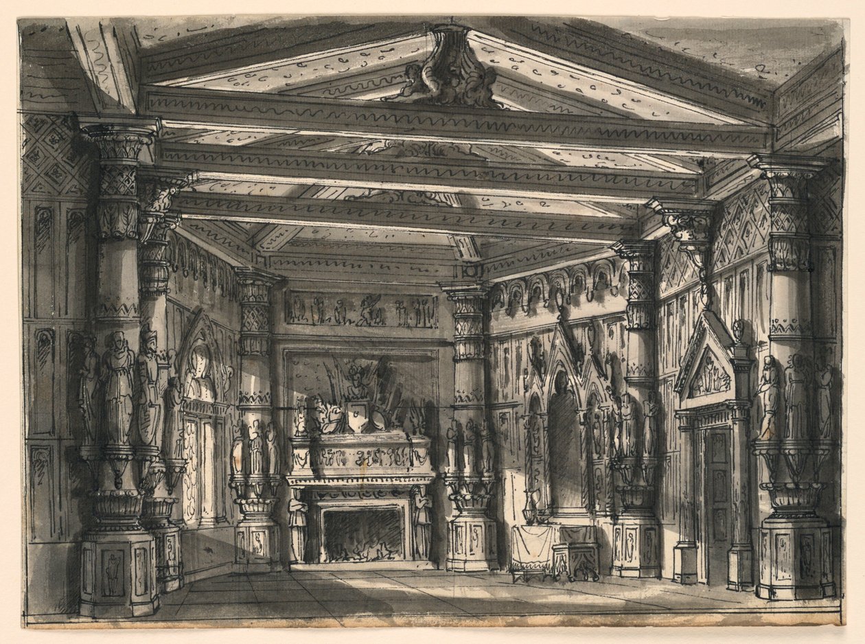 Scenografia, Wnętrze Sali Gotyckiej autorstwa Romolo Achille Liverani