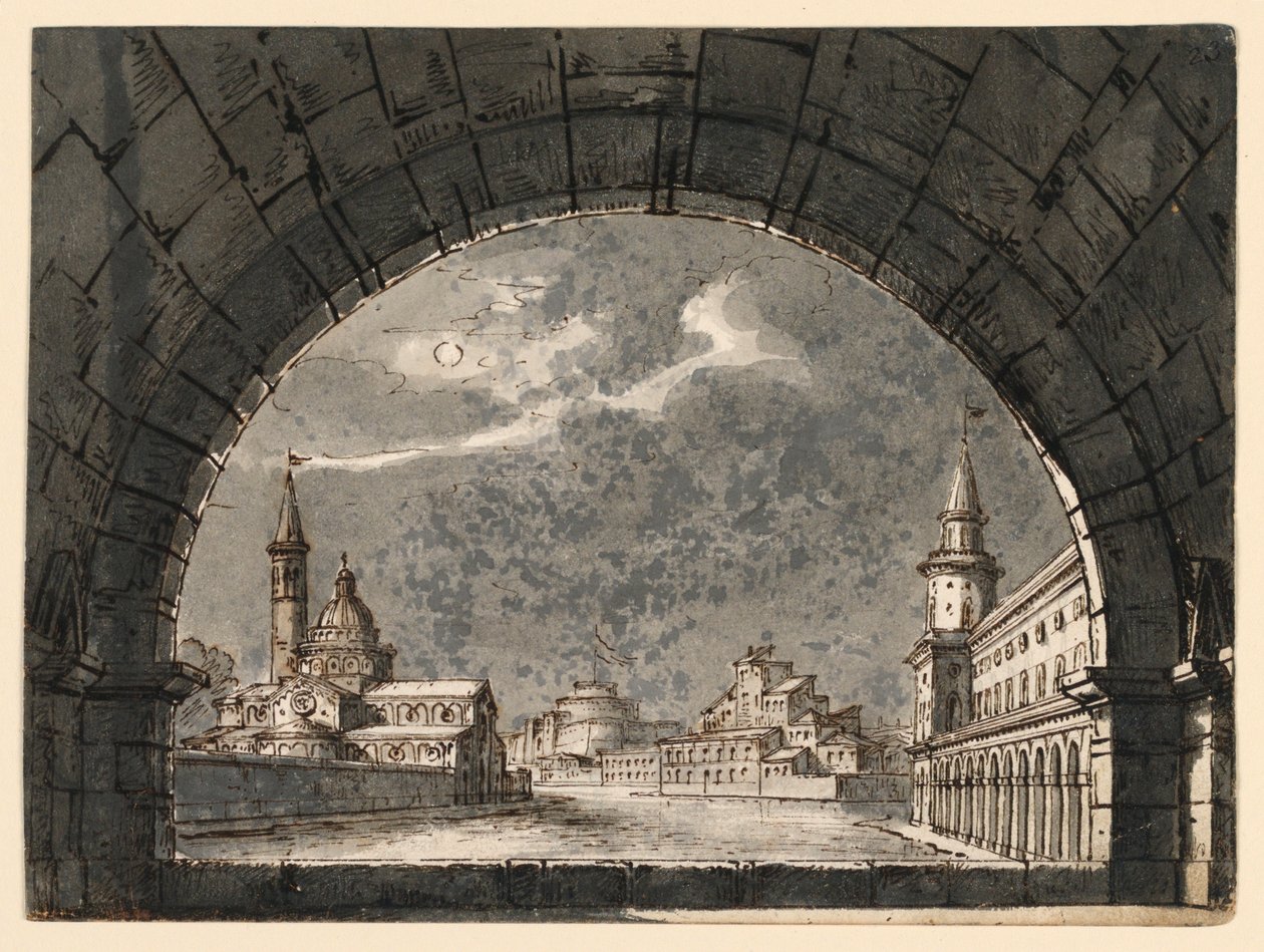 Scenografia do Opery „La Straniera” autorstwa Romolo Achille Liverani