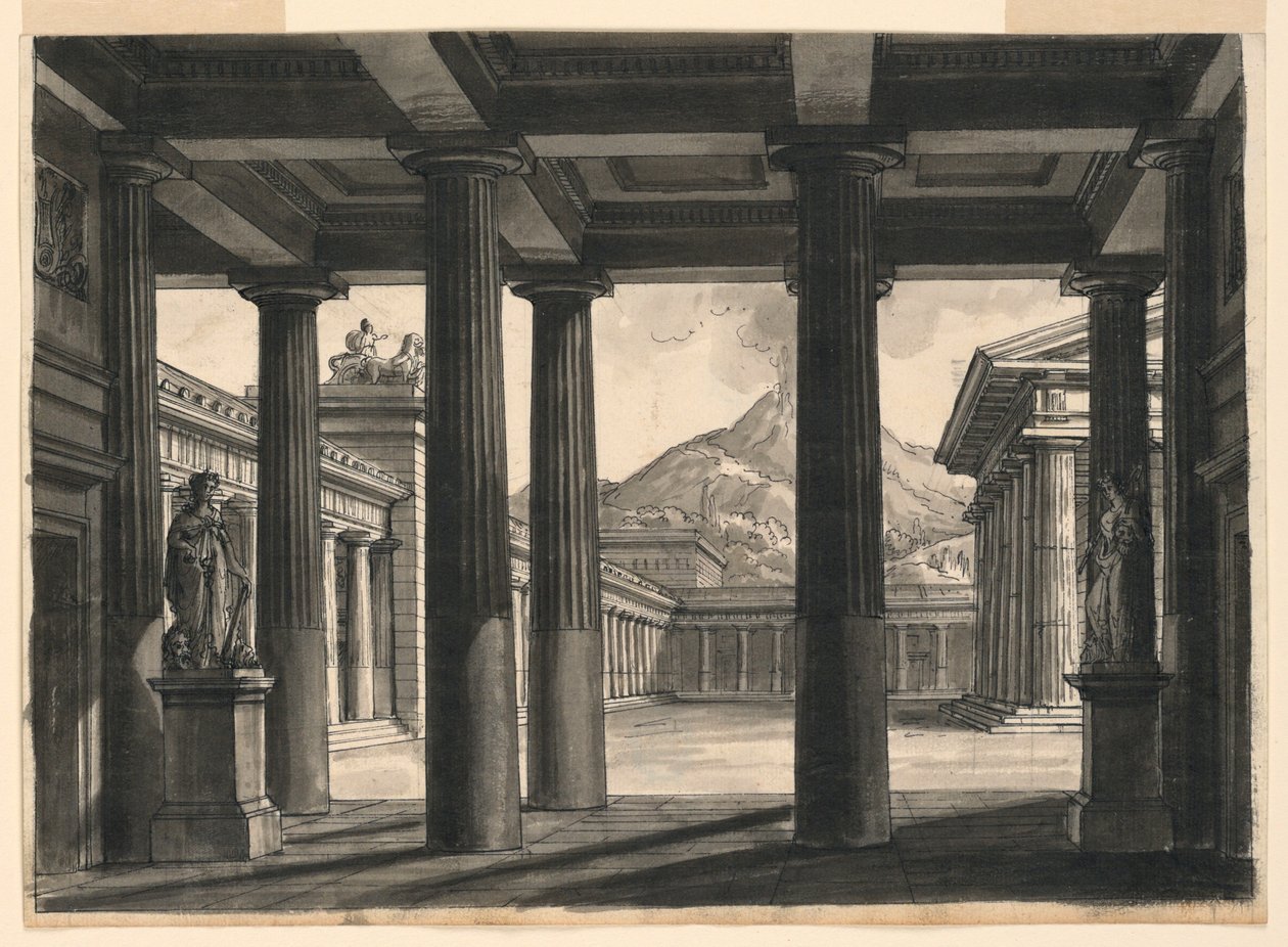 Scenografia do opery „Ostatni dzień Pompejów” w La Scali w Mediolanie, 1827 autorstwa Romolo Achille Liverani