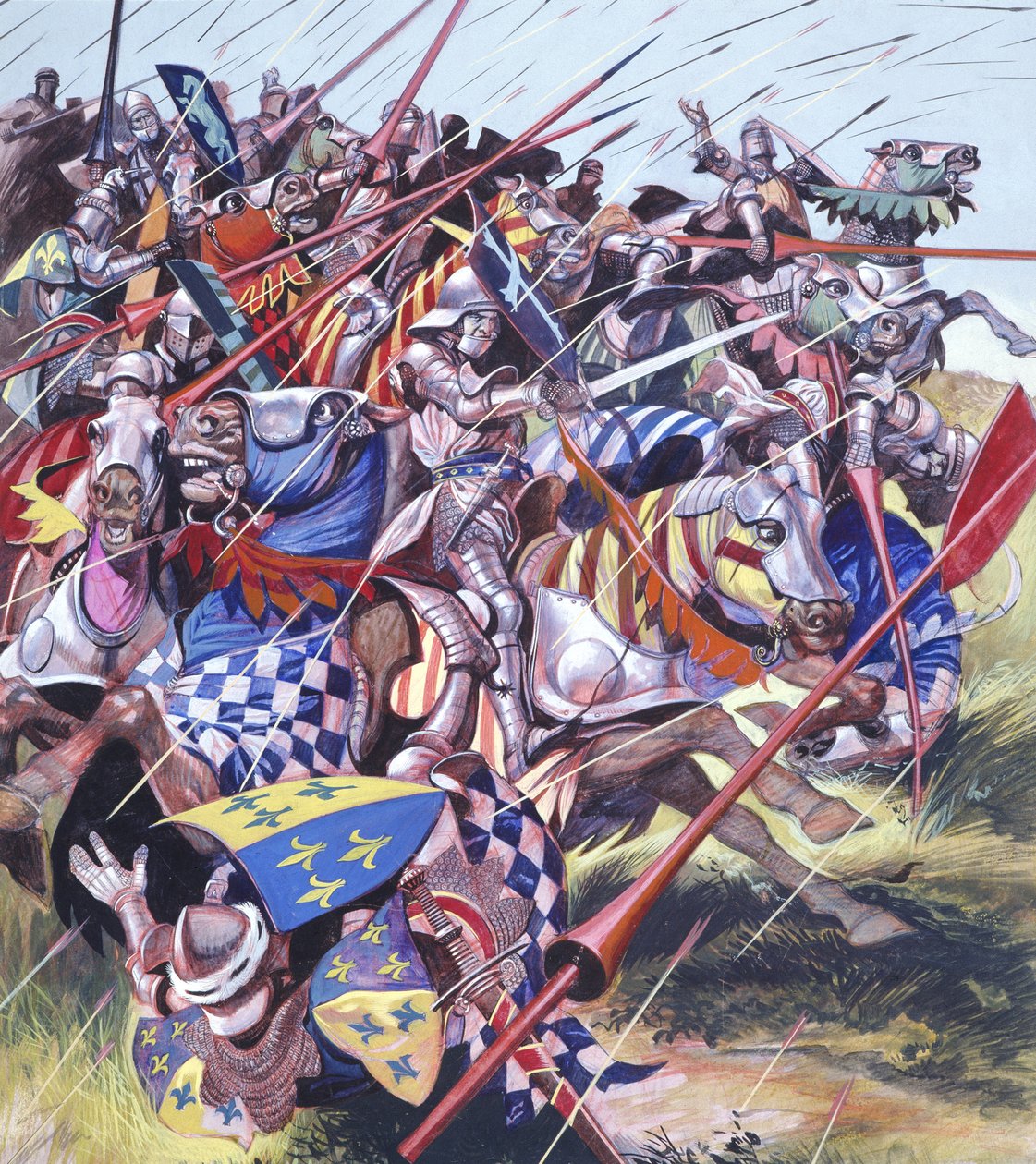 Agincourt - Niemożliwe zwycięstwo 25 października 1415 (gwasz na papierze) autorstwa Ron Embleton