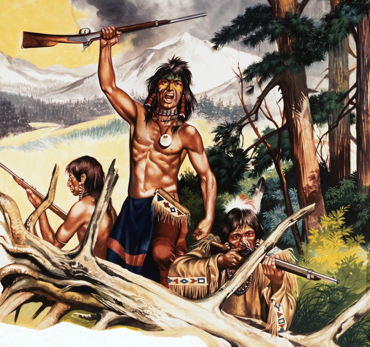 Amerykański Indianin z karabinem autorstwa Ron Embleton