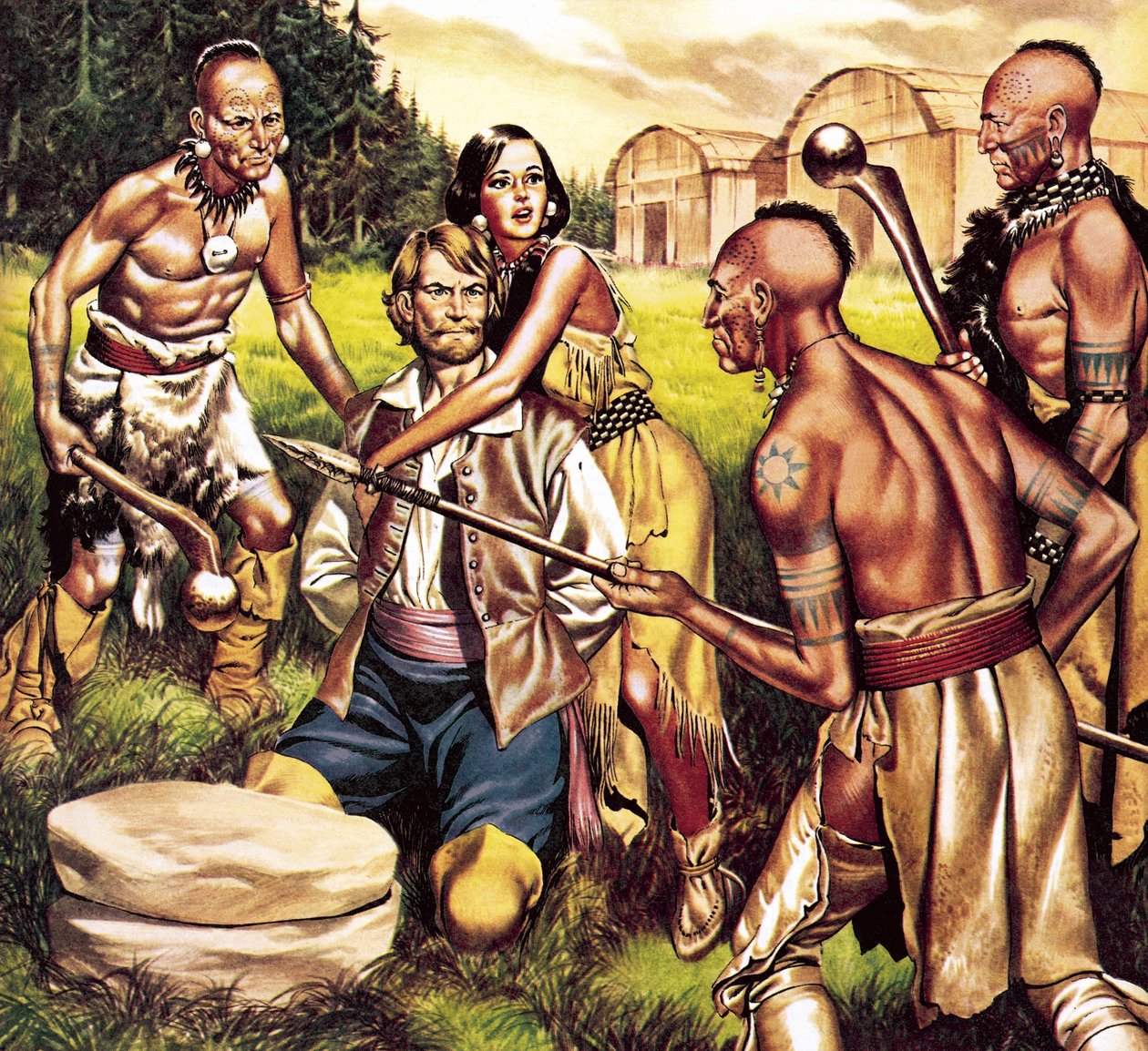 Kapitan John Smith i Pocahontas autorstwa Ron Embleton