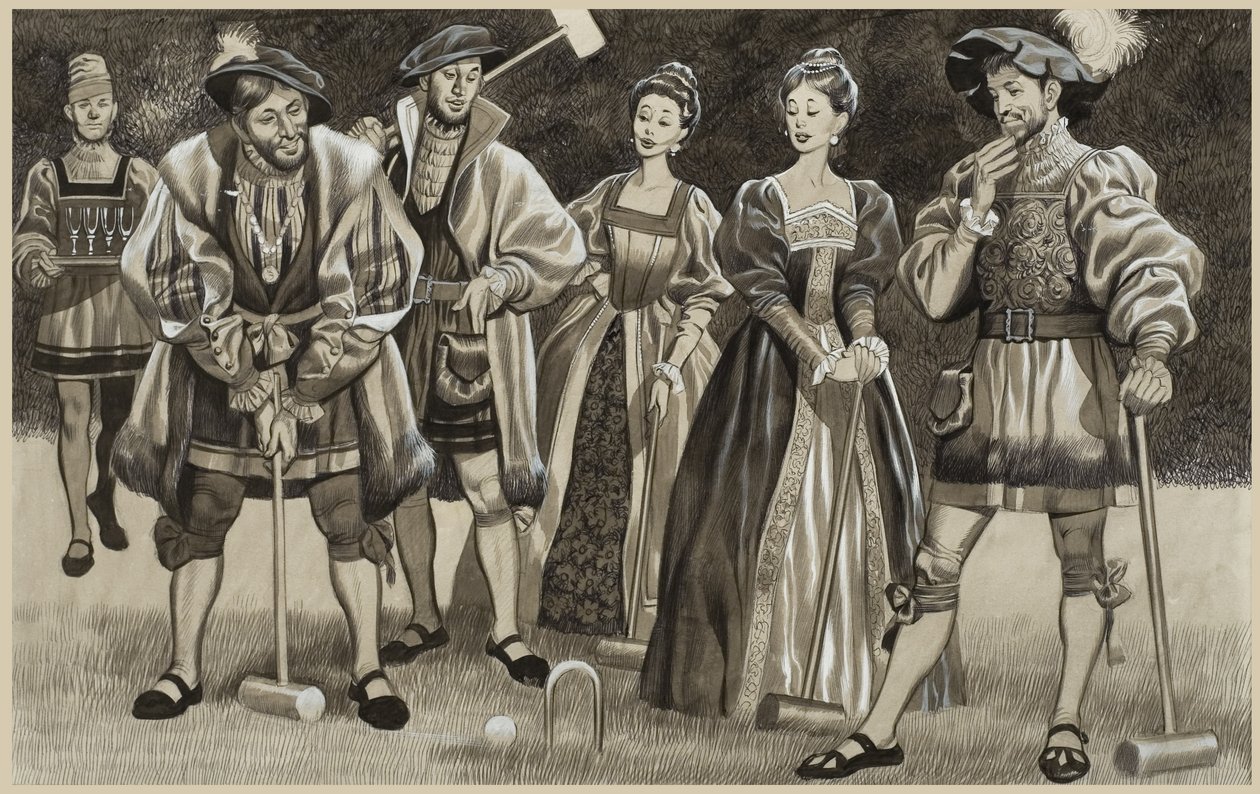 Franciszek I (1494-1547) Gra w krokieta (gwasz na papierze) autorstwa Ron Embleton