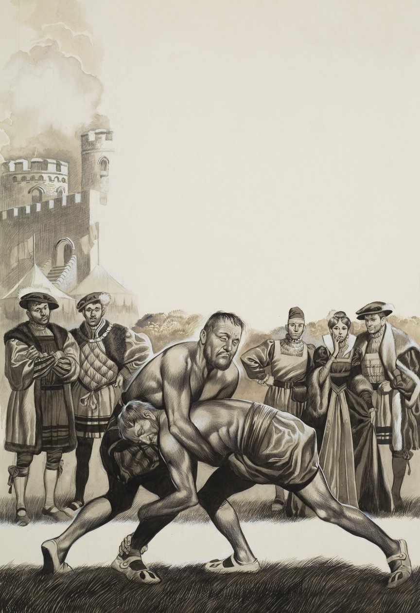 Franciszek I (1494-1547) z Francji kontra Henryk VIII (1491-1547) z Anglii (gwasz na papierze) autorstwa Ron Embleton
