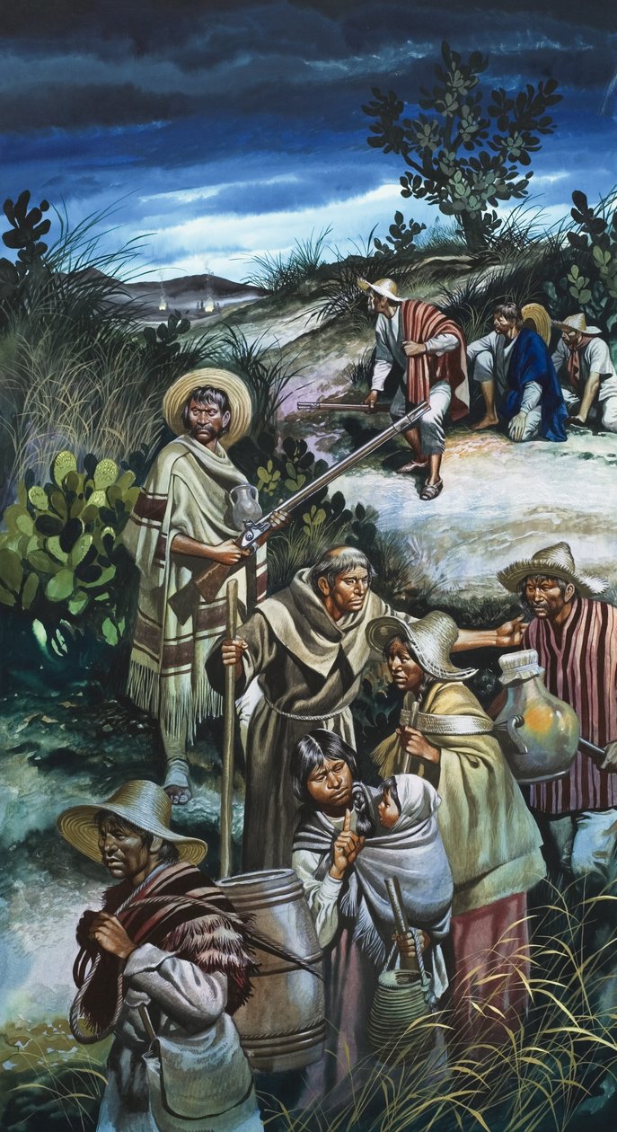 Jose Maria Morelos (1765-1815) (gwasz na papierze) autorstwa Ron Embleton