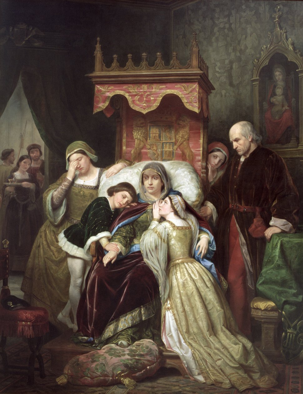 Szaleństwo Izabeli Portugalskiej, c.1855 (olej na płótnie) autorstwa Roque Pelegri