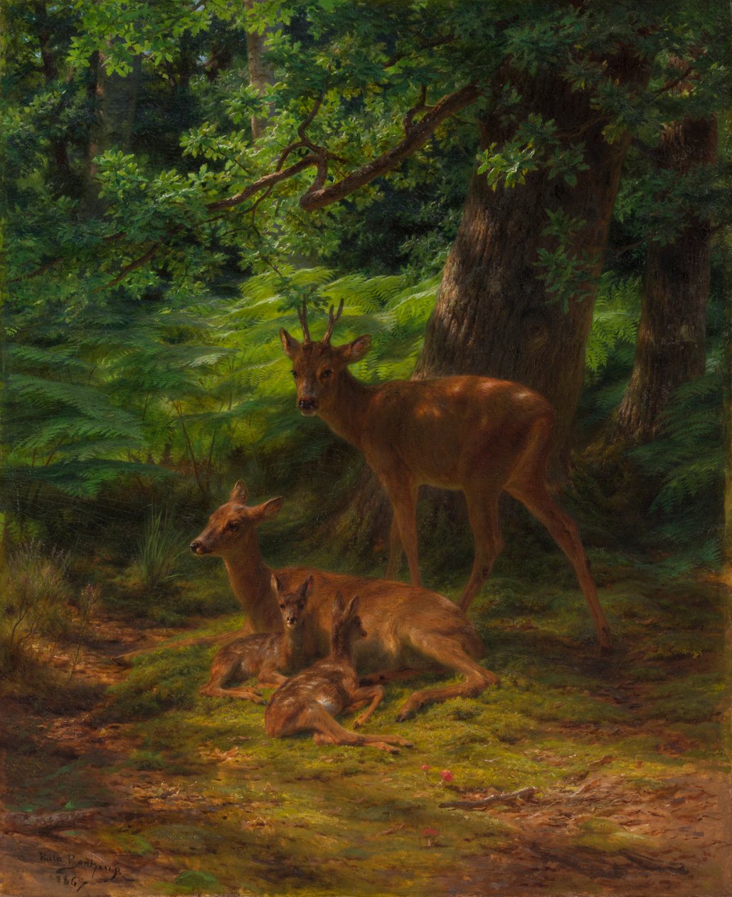 Jeleń w spoczynku, 1867 autorstwa Rosa Bonheur