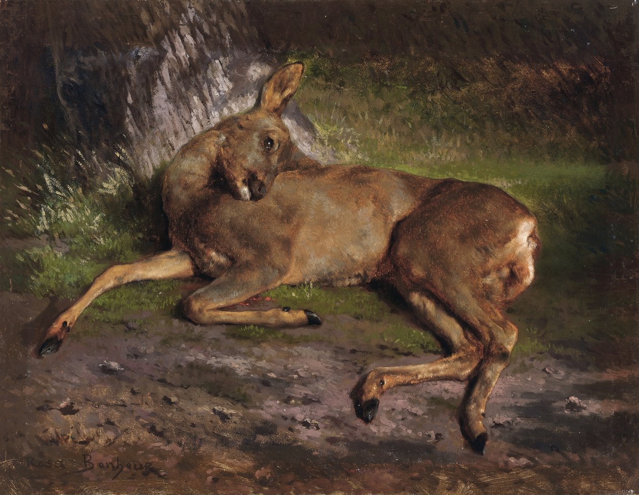 Sarna w lesie (olej na płótnie) autorstwa Rosa Bonheur