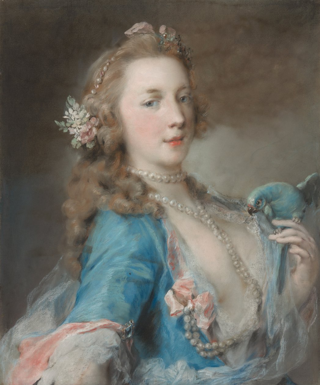 Młoda dama z papugą autorstwa Rosalba Carriera