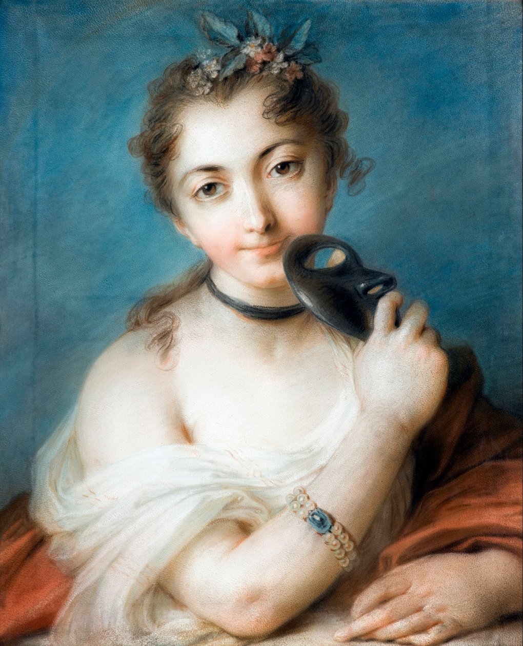 Portret damy w masce Malarstwo Rosalba Carriera (1675-1757) XVIII wiek Kolekcja prywatna autorstwa Rosalba Giovanna Carriera