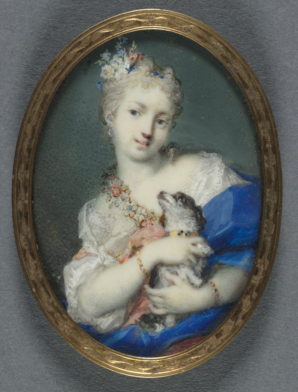 Kobieta z psem, 1710-1720. autorstwa Rosalba Giovanna Carriera