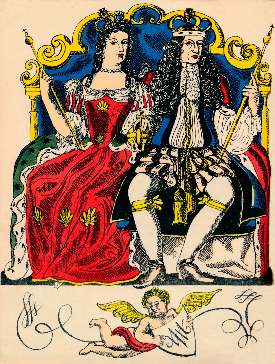 Wilhelm III i Maria II, król i królowa Wielkiej Brytanii i Irlandii od 1688, 1932 autorstwa Rosalind Thornycroft