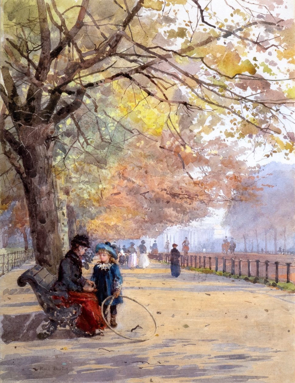 W rzędzie, poza sezonem (akwarela z akwarelą) autorstwa Rose Maynard Barton