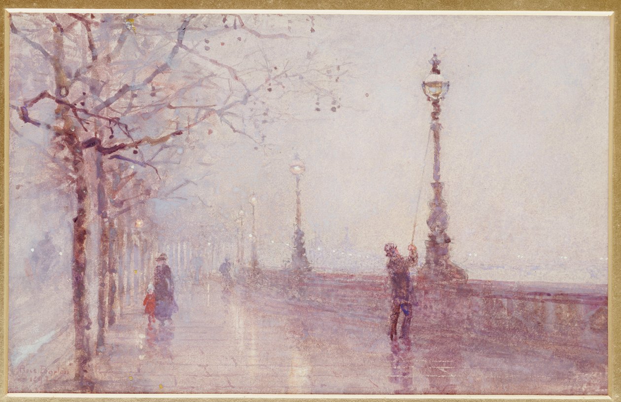 Ostatnia lampa, nabrzeże Tamizy, 1892 autorstwa Rose Maynard Barton