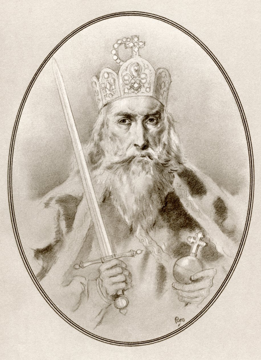 Karol Wielki, znany również jako Karol Wielki lub Karol I, z Living Biographies of Famous Rulers. autorstwa Ross Gordon
