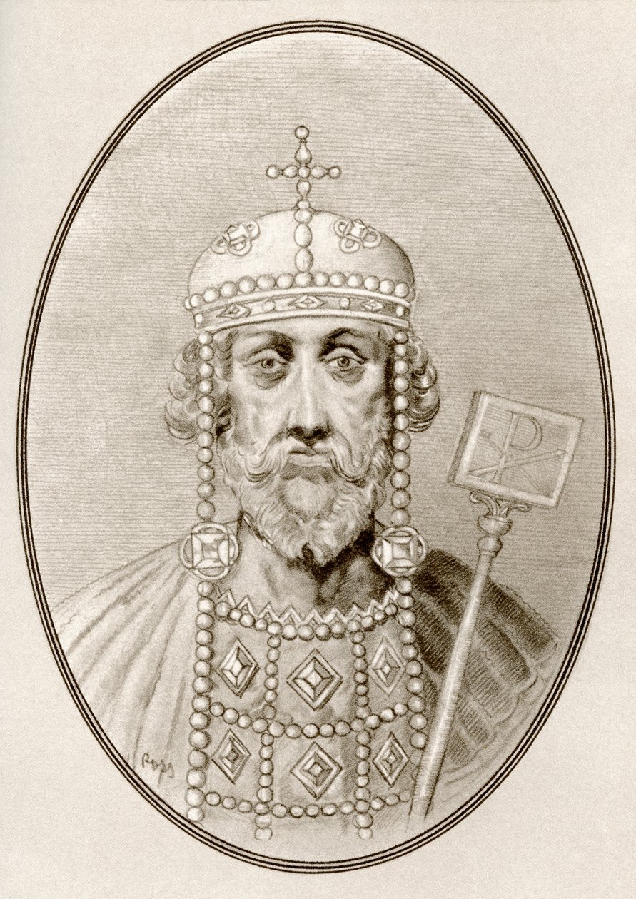 Konstantyn Wielki, obraz z Żywych biografii słynnych władców (rycina) autorstwa Ross Gordon